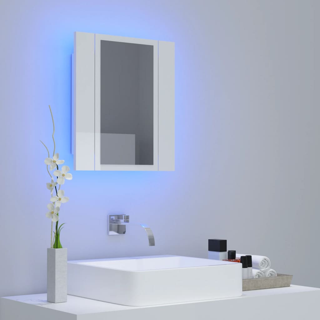 vidaXL vannasistabas spoguļskapītis ar LED, balts, 40x12x45 cm