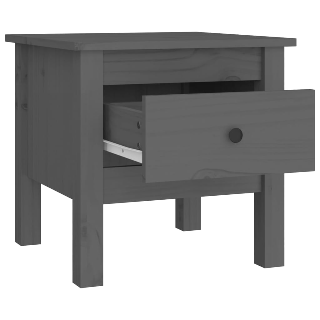 vidaXL galdiņš, pelēks, 40x40x39 cm, priedes masīvkoks