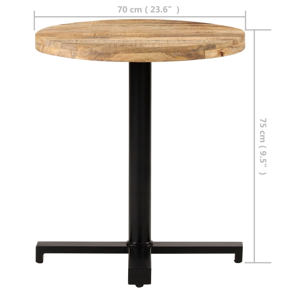 vidaXL bistro galds, Ø70x75 cm, apaļš, neapstrādāts mango koks