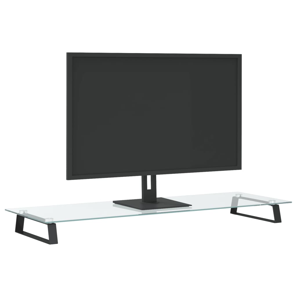 vidaXL monitora statīvs, 100x35x8 cm, melns, rūdīts stikls, metāls
