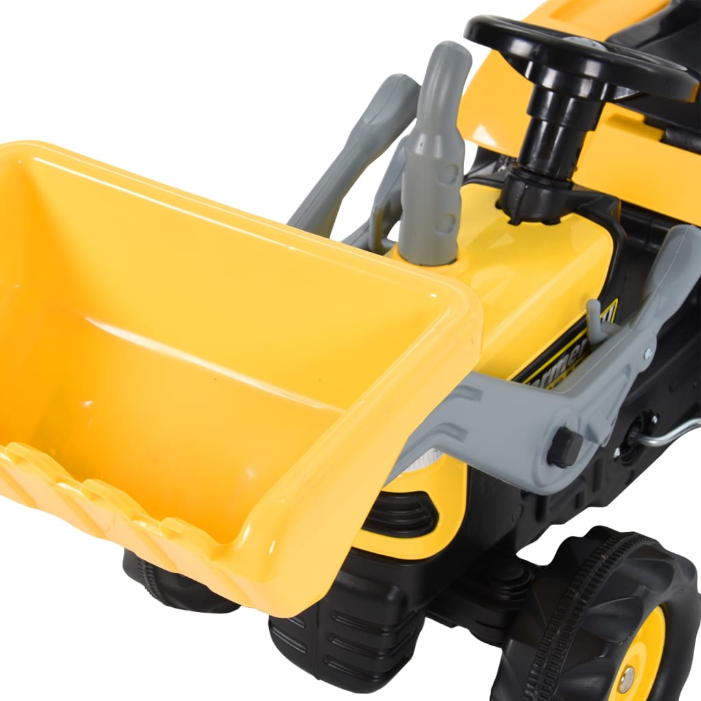vidaXL bērnu traktors ar ekskavatoru, dzeltens un melns