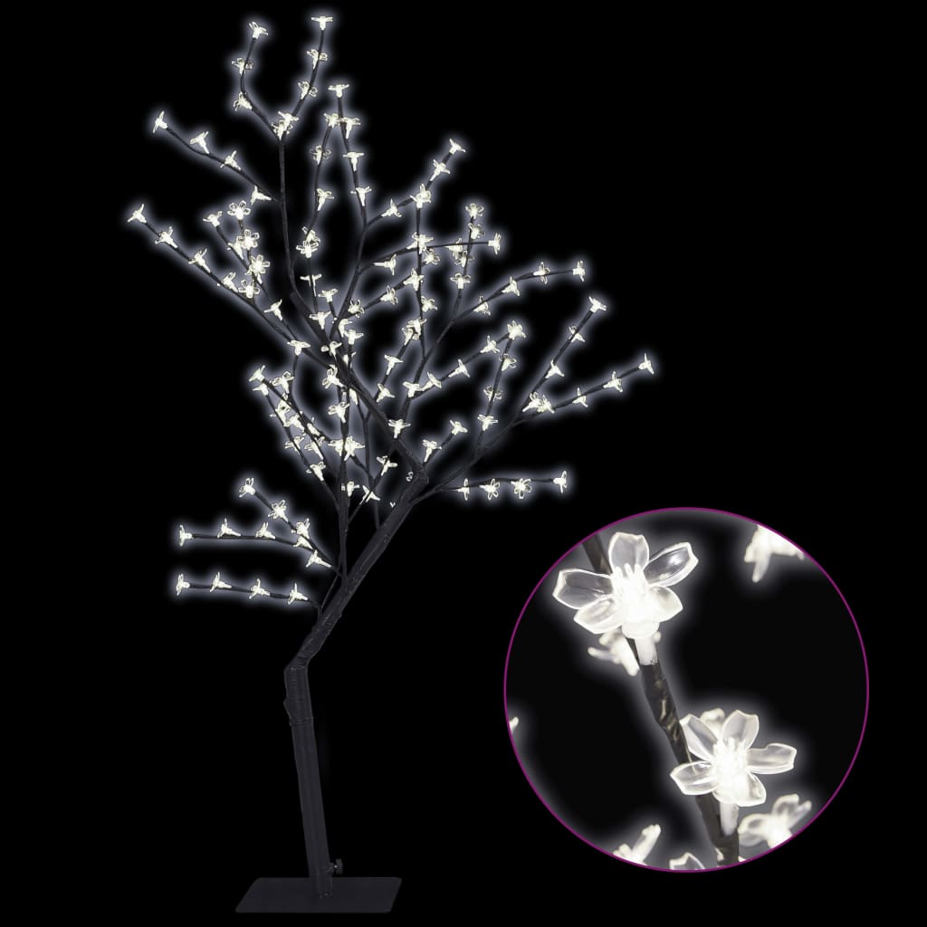 vidaXL Ziemassvētku koks, 128 LED, vēsi balta gaisma, ķirsis, 120 cm