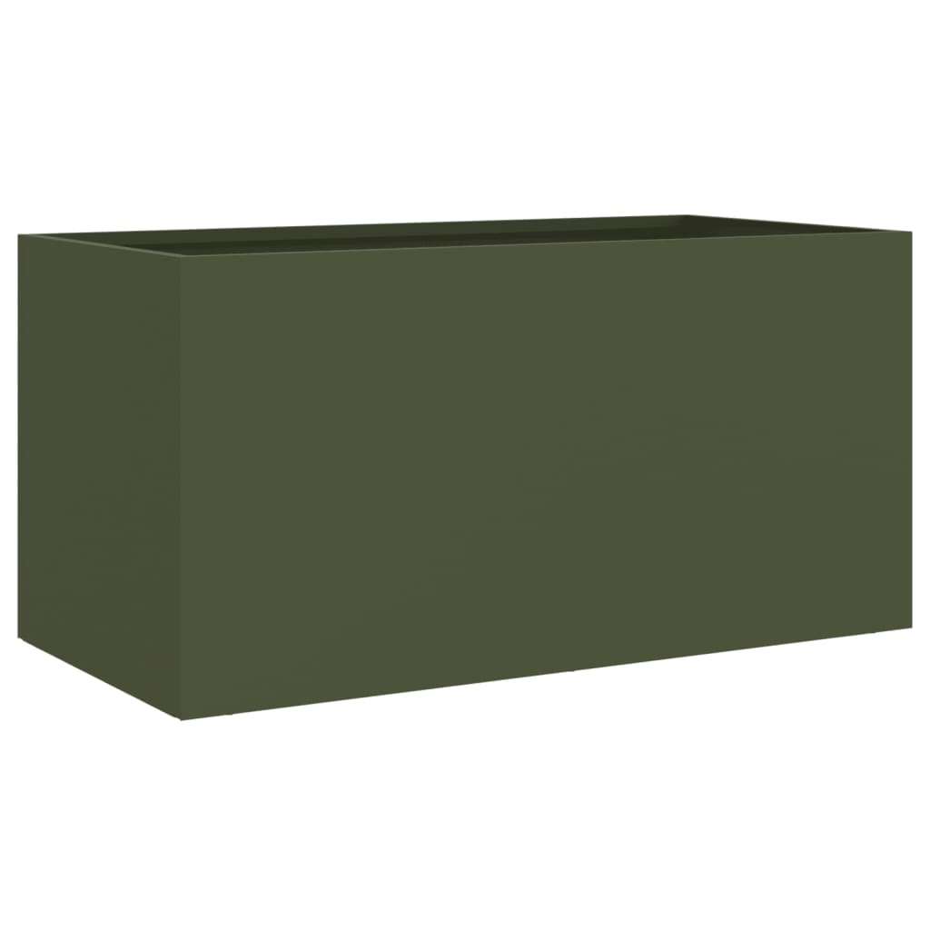 vidaXL puķu kaste, olīvzaļa, 62x30x29 cm, auksti velmēts tērauds