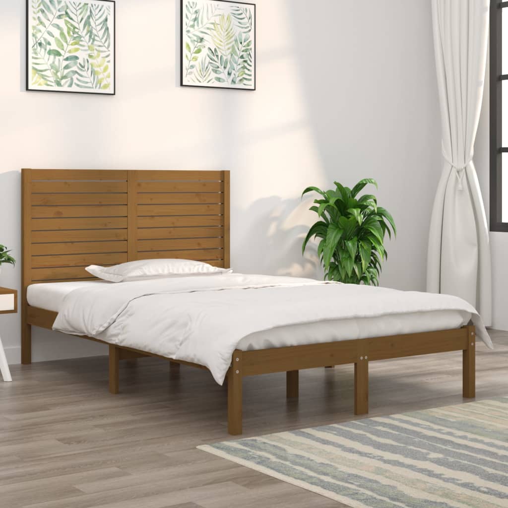 vidaXL gultas rāmis, medus brūns, masīvkoks, 120x190 cm, divvietīgs