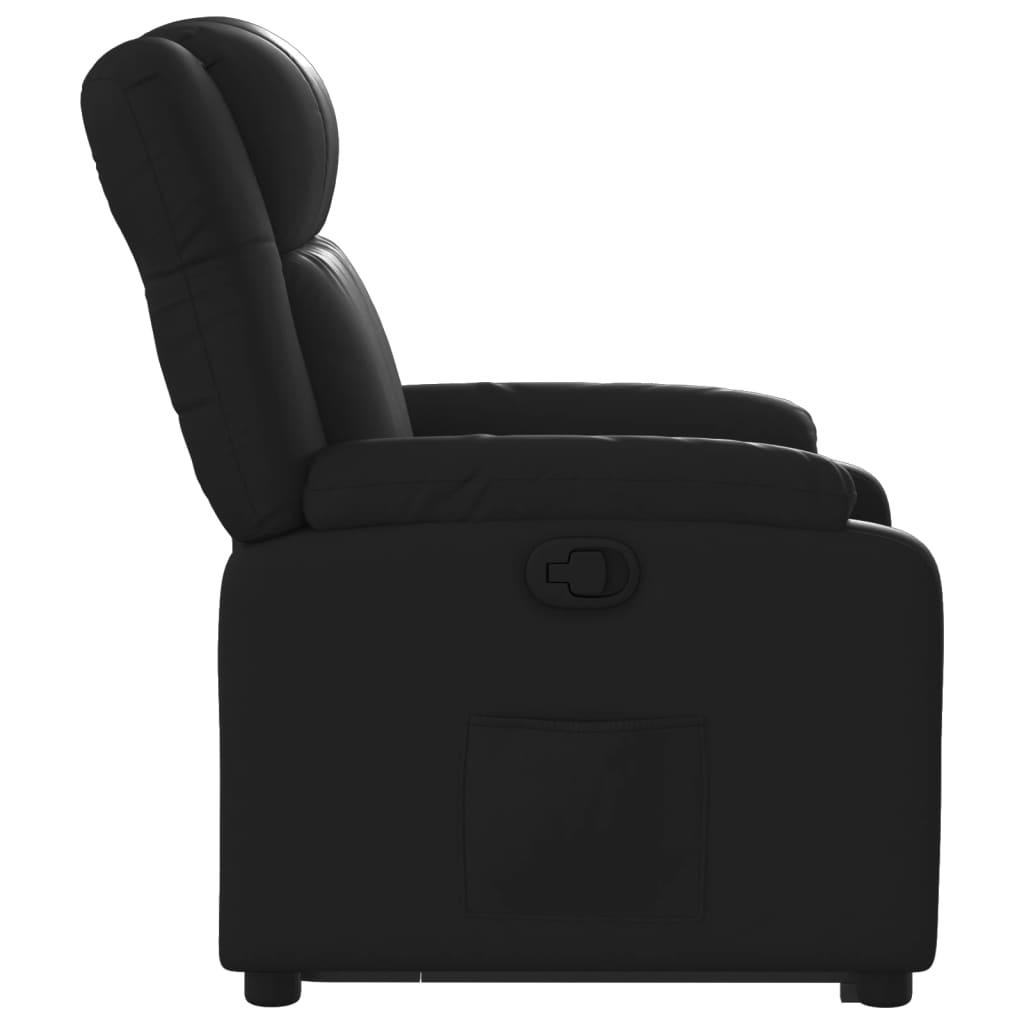 vidaXL paceļams atpūtas krēsls, melna mākslīgā āda