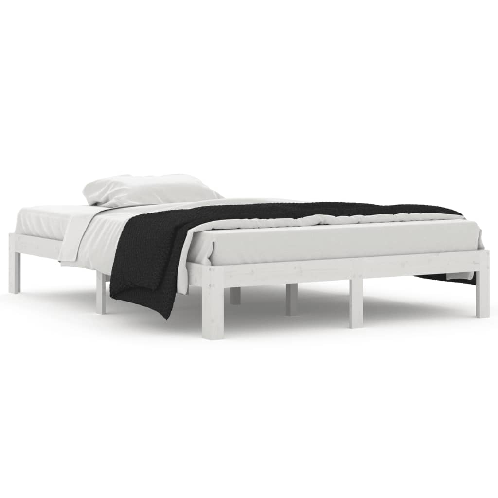 vidaXL gultas rāmis, balts, priedes masīvkoks, 140x200 cm
