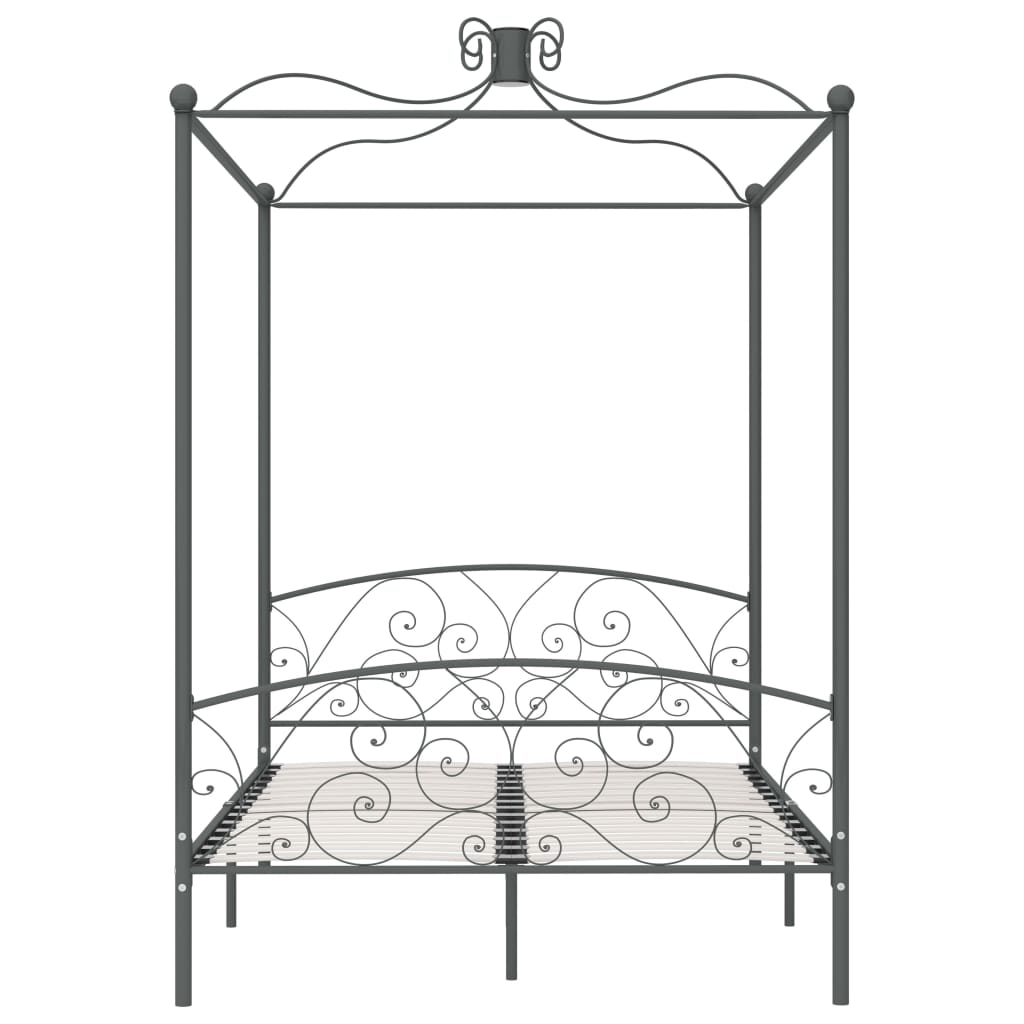 vidaXL gultas rāmis ar nojumi, pelēks, metāls, 120x200 cm