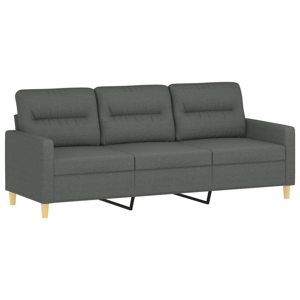 vidaXL divdaļīgs dīvānu komplekts ar spilveniem, tumši pelēks audums