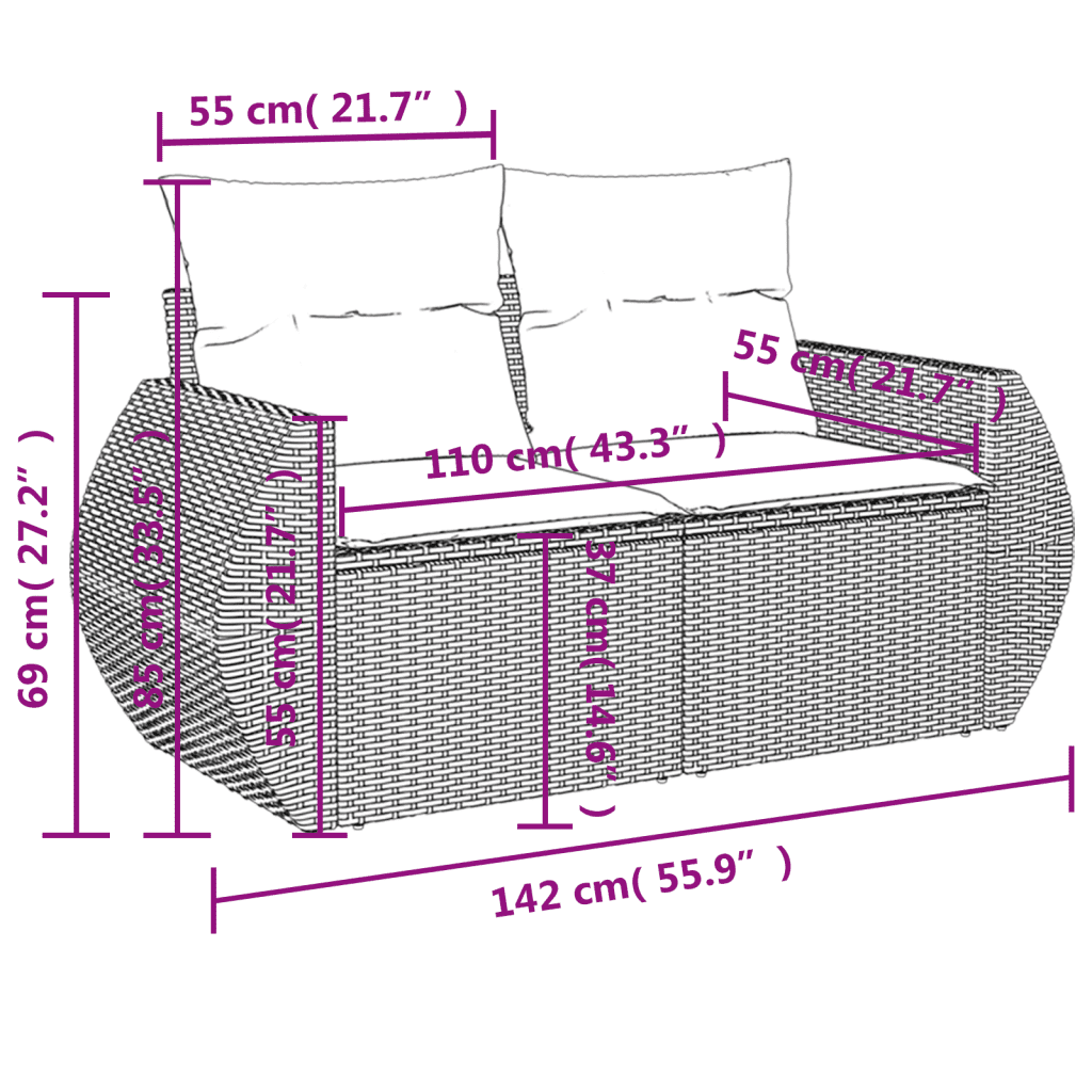 vidaXL 3-daļīgs dārza dīvānu komplekts, matrači, bēša PE rotangpalma