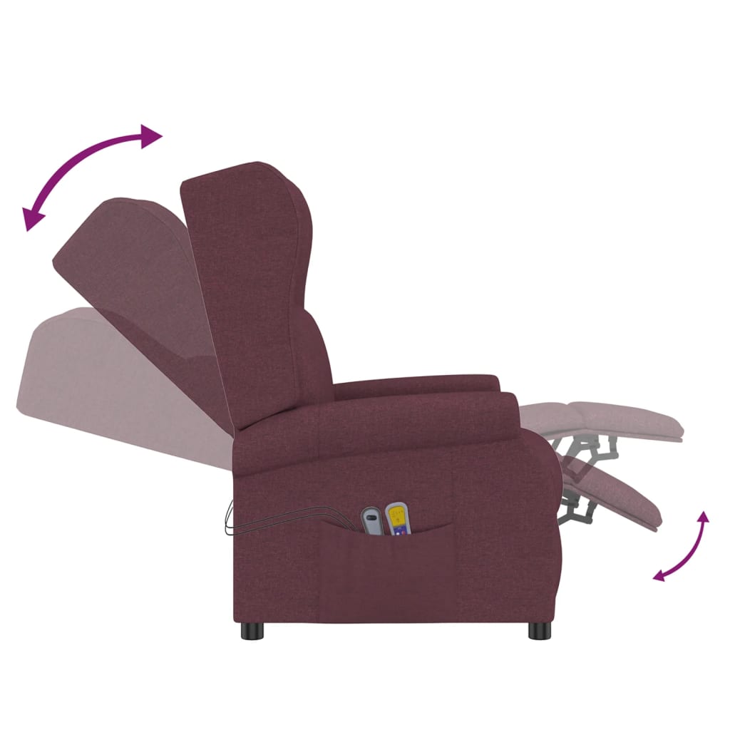 vidaXL masāžas krēsls, paceļams, violets audums