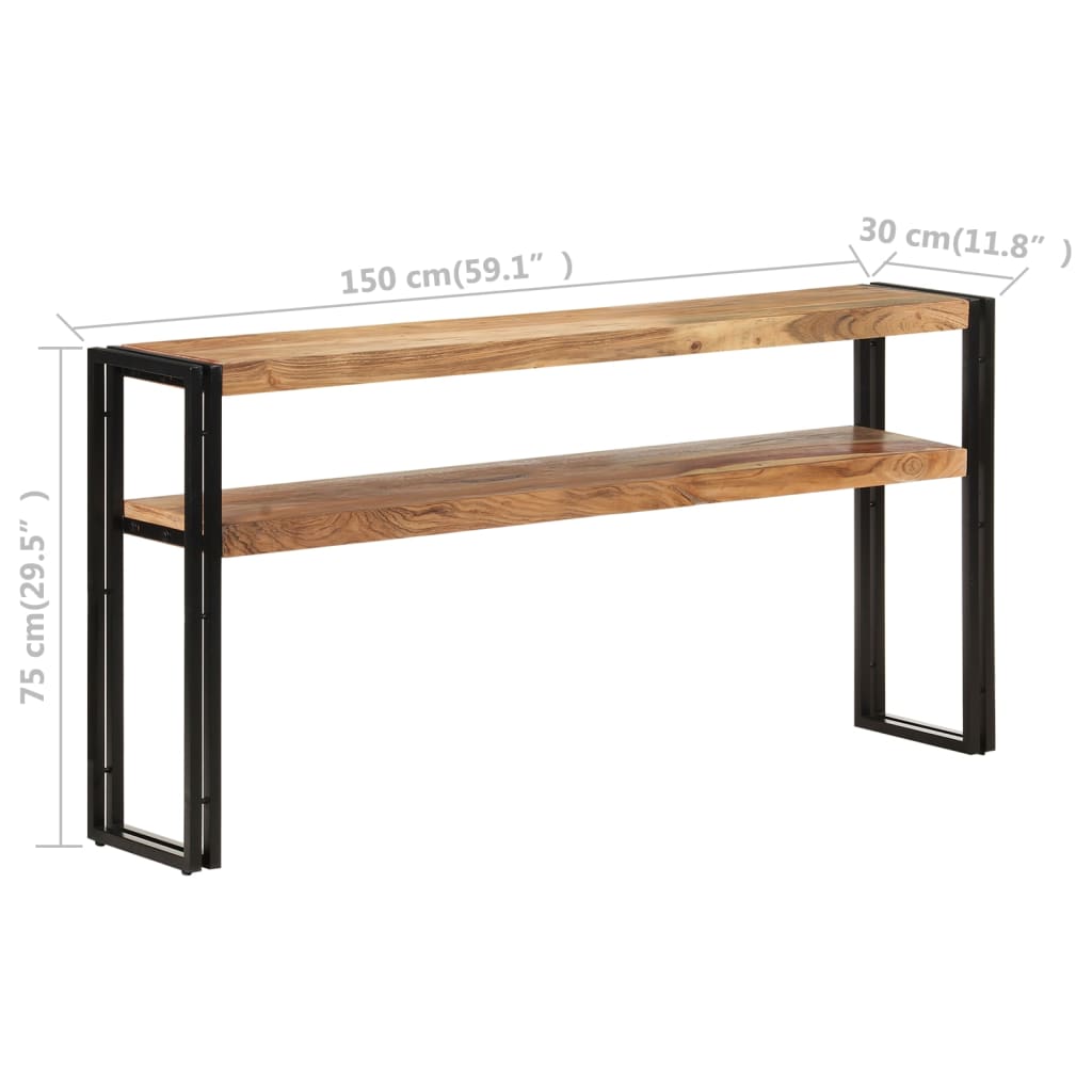 vidaXL konsoles galdiņš, 150x30x75 cm, akācijas masīvkoks