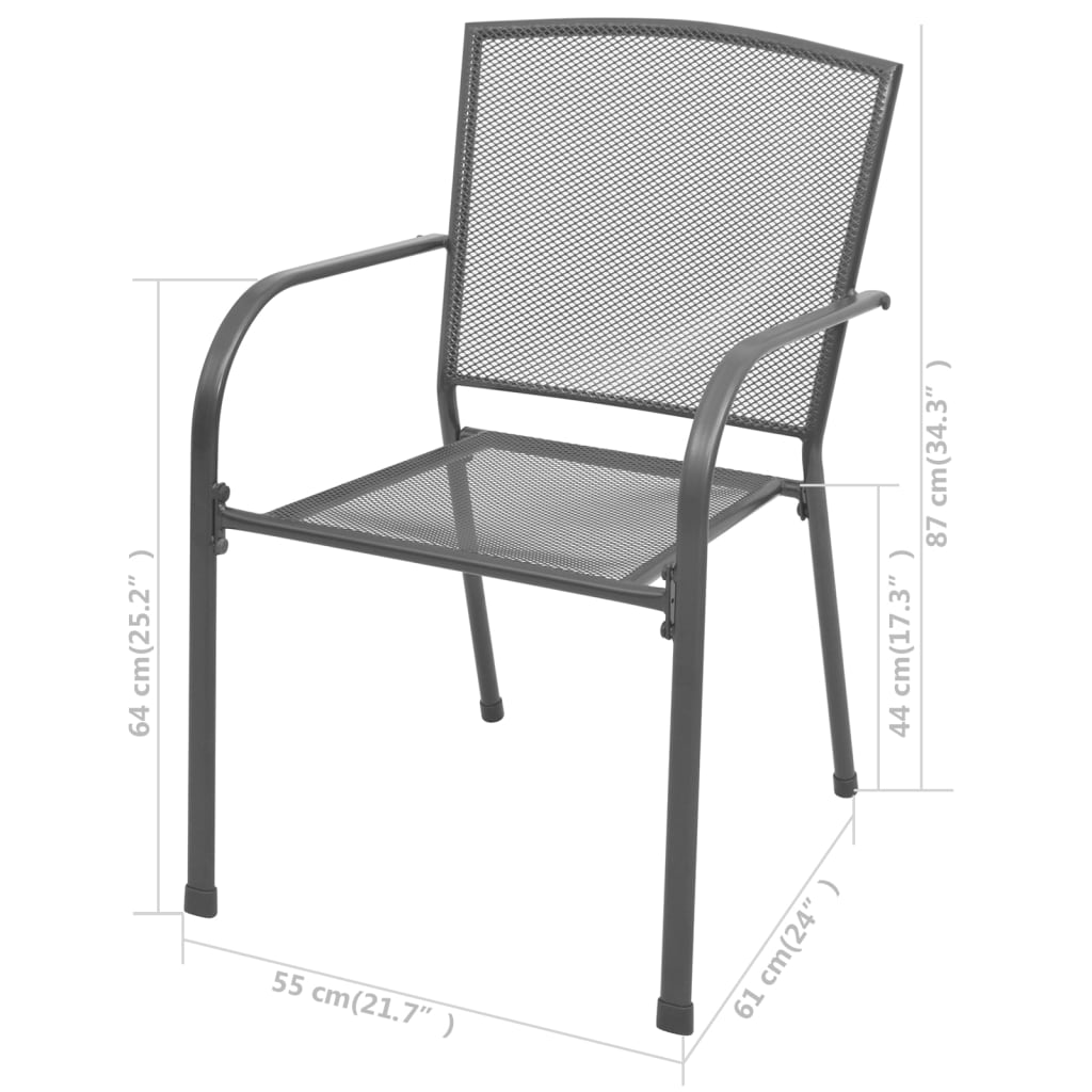 vidaXL dārza krēsli, 2 gab., tērauds, pelēki
