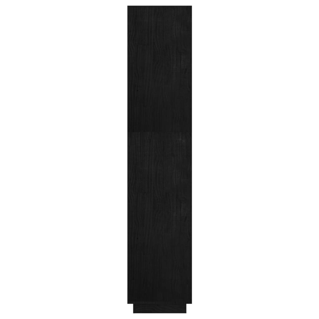 vidaXL grāmatu plaukts, melns, 60x35x167 cm, priedes masīvkoks