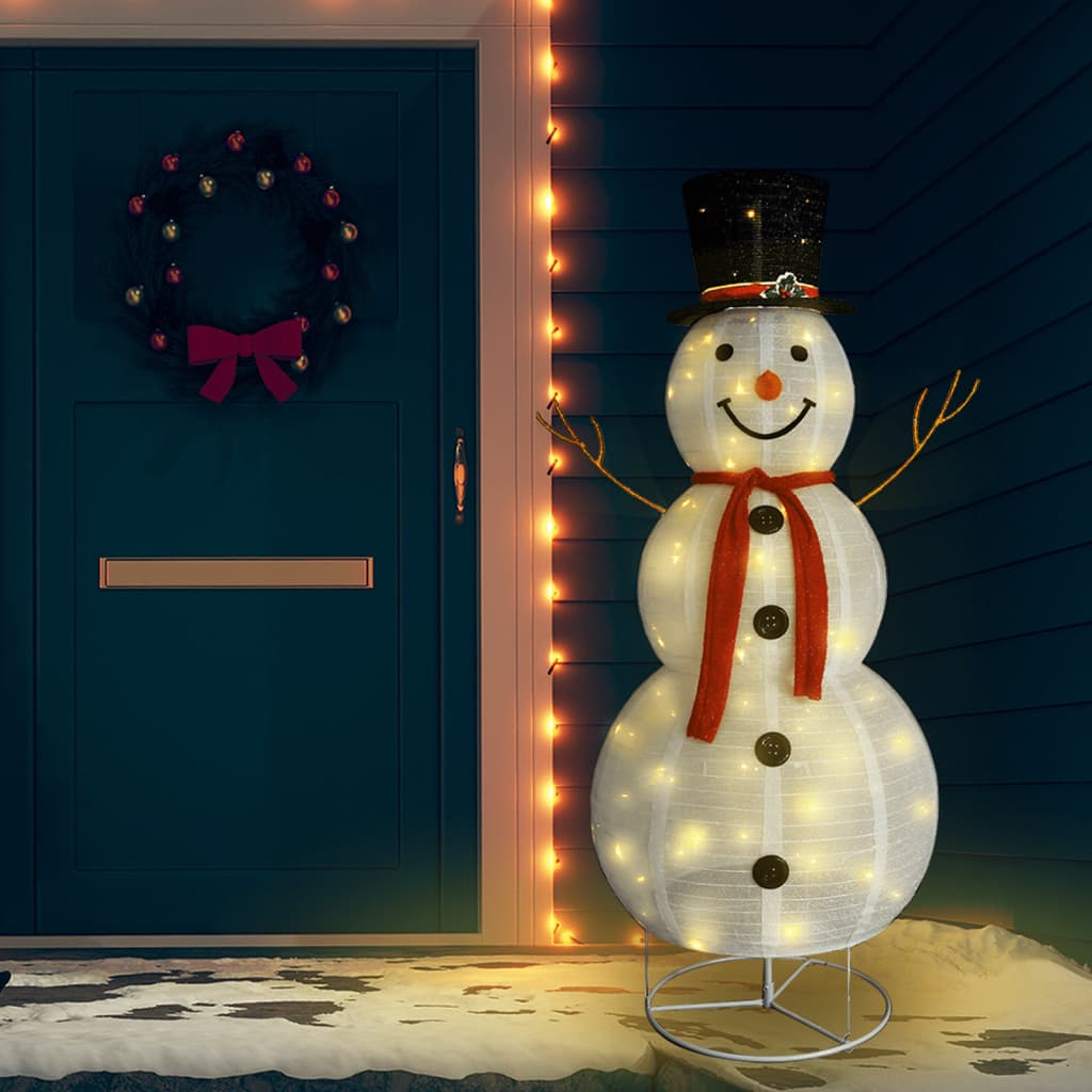 vidaXL dekoratīva Ziemassvētku sniegavīra figūra, LED, audums, 180 cm