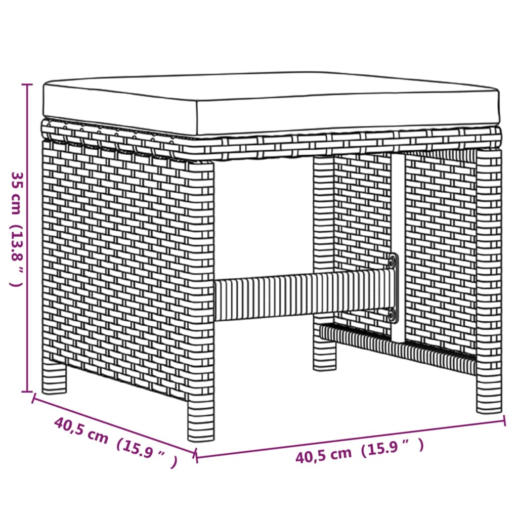 vidaXL 19-daļīgs dārza mēbeļu komplekts ar matračiem, PE rotangpalma