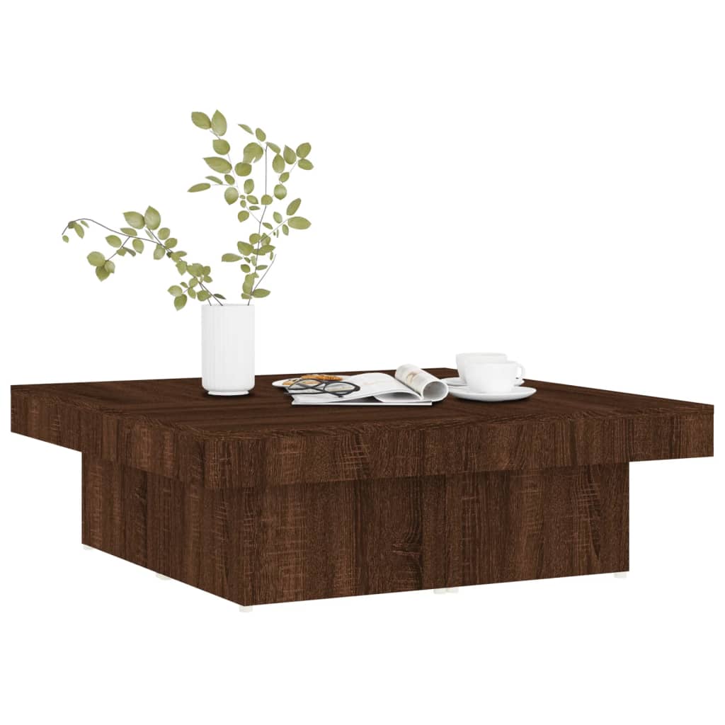 vidaXL kafijas galdiņš, brūna ozolkoka, 90x90x28 cm, inženierijas koks