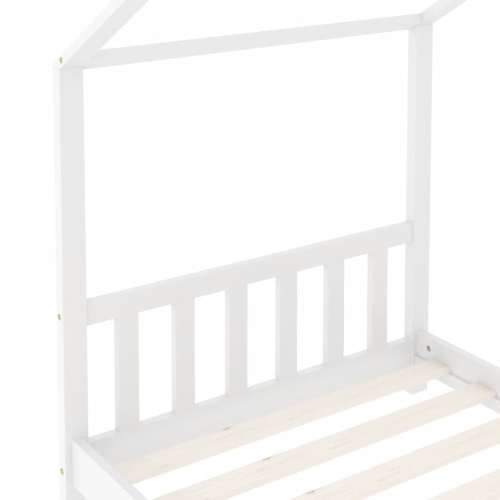 vidaXL bērnu gultas rāmis, balts, priedes masīvkoks, 70x140 cm