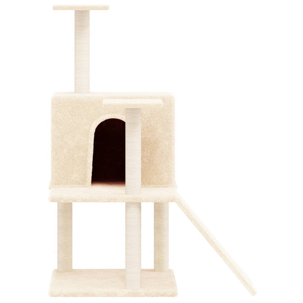 vidaXL kaķu māja ar sizala stabiem nagu asināšanai, 109 cm, krēmkrāsas
