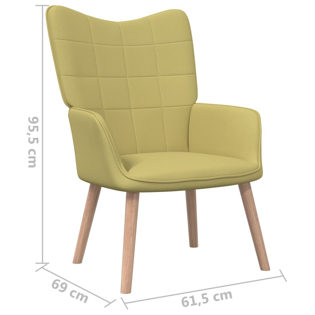 vidaXL atpūtas krēsls ar kāju balstu, zaļš audums