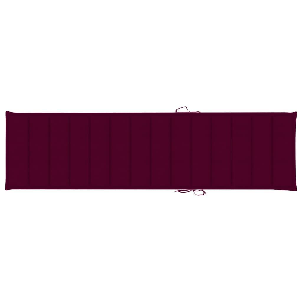 vidaXL sauļošanās zvilnis ar vīnsarkanu matraci, masīvs tīkkoks