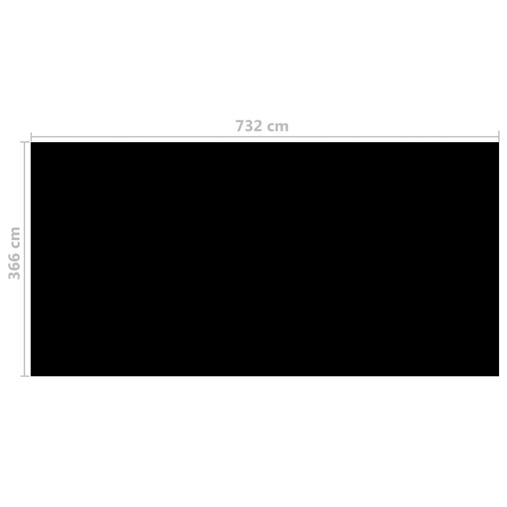 vidaXL baseina pārklājs, 732x366 cm, PE, melns