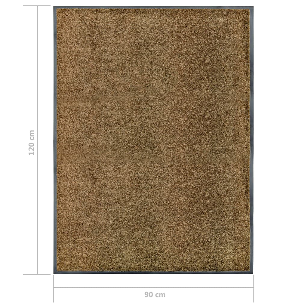 vidaXL durvju paklājs, mazgājams, brūns, 90x120 cm