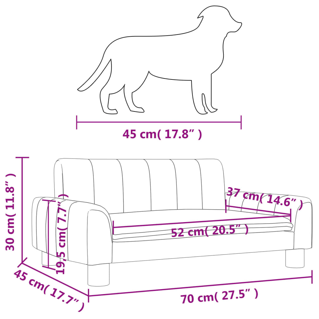 vidaXL gulta suņiem, melna, 70x45x30 cm, audums