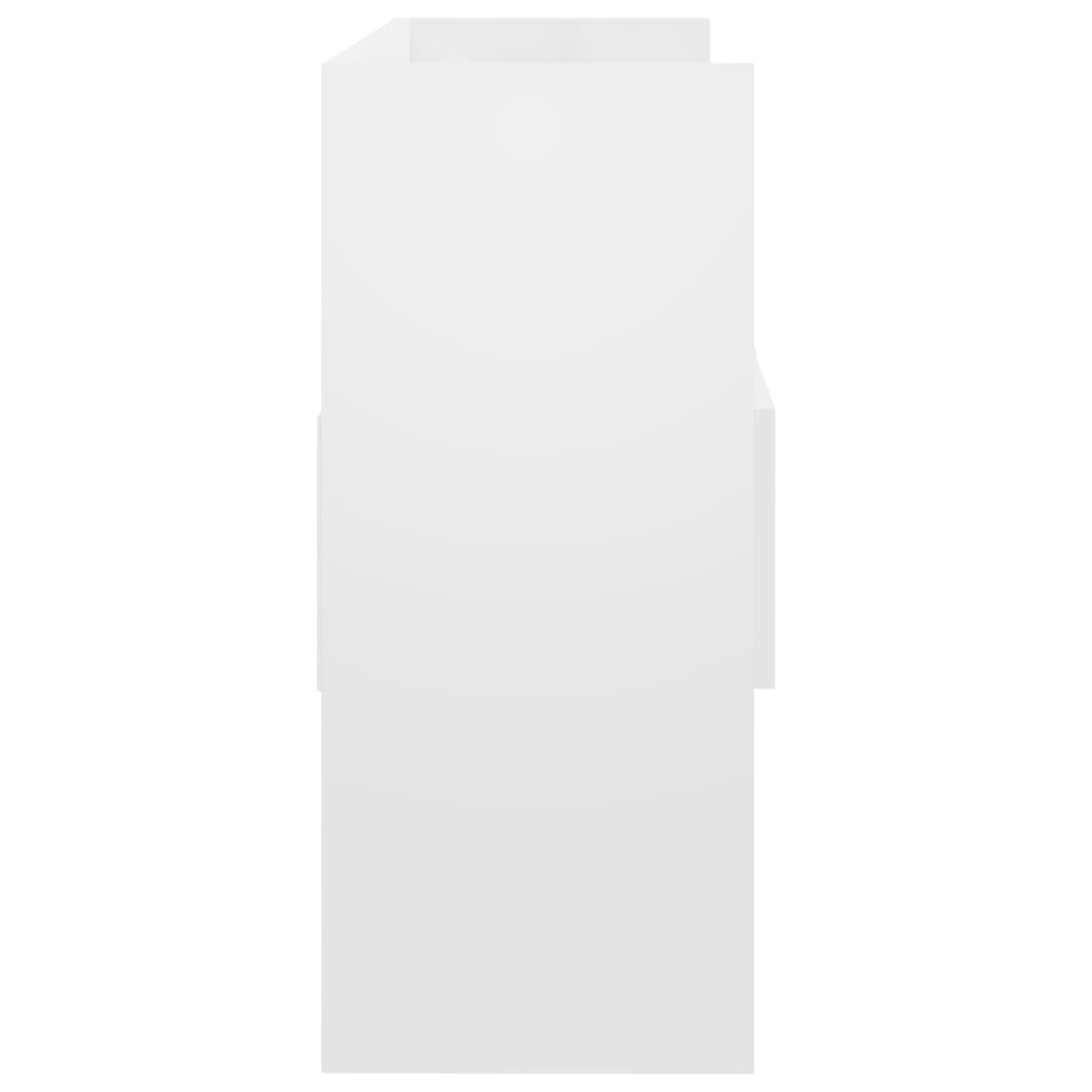 vidaXL kumode, spīdīgi balta, 105x30x70 cm, skaidu plāksne
