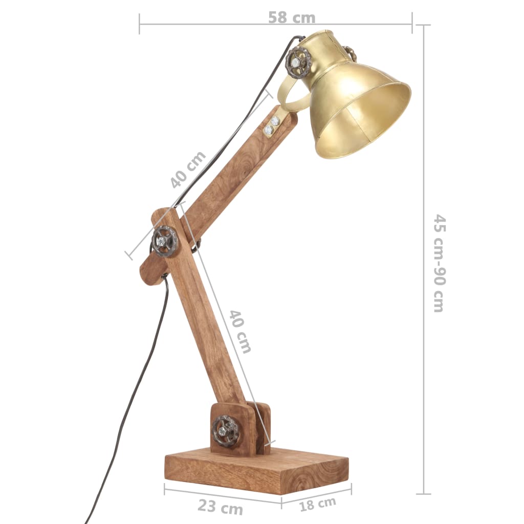 vidaXL galda lampa, industriāls dizains, misiņa, 58x18x90 cm, E27