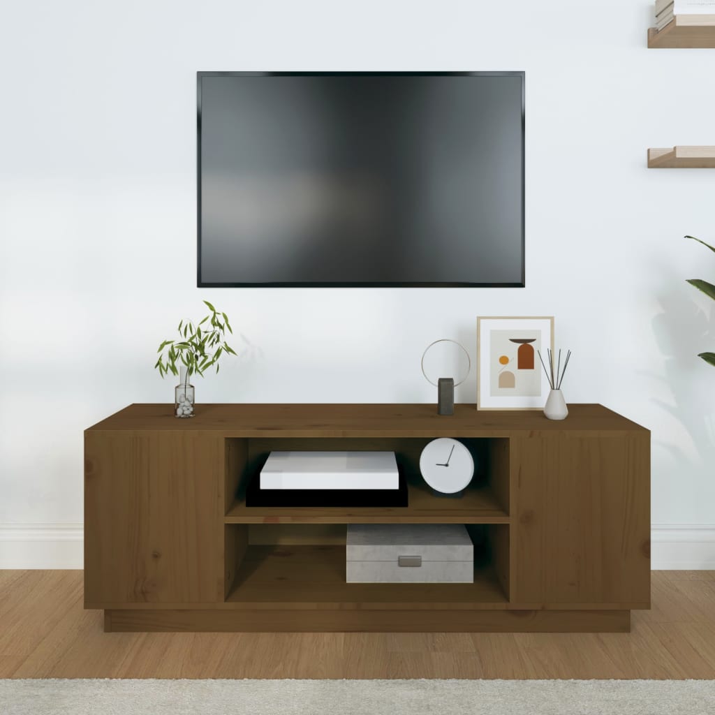 vidaXL TV skapītis, medus brūns, 110x35x40,5 cm, priedes masīvkoks