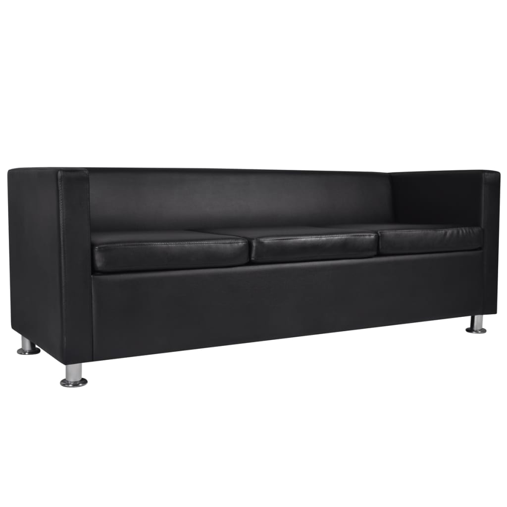 vidaXL dīvānu komplekts, 2 dīvāni, melna mākslīgā āda