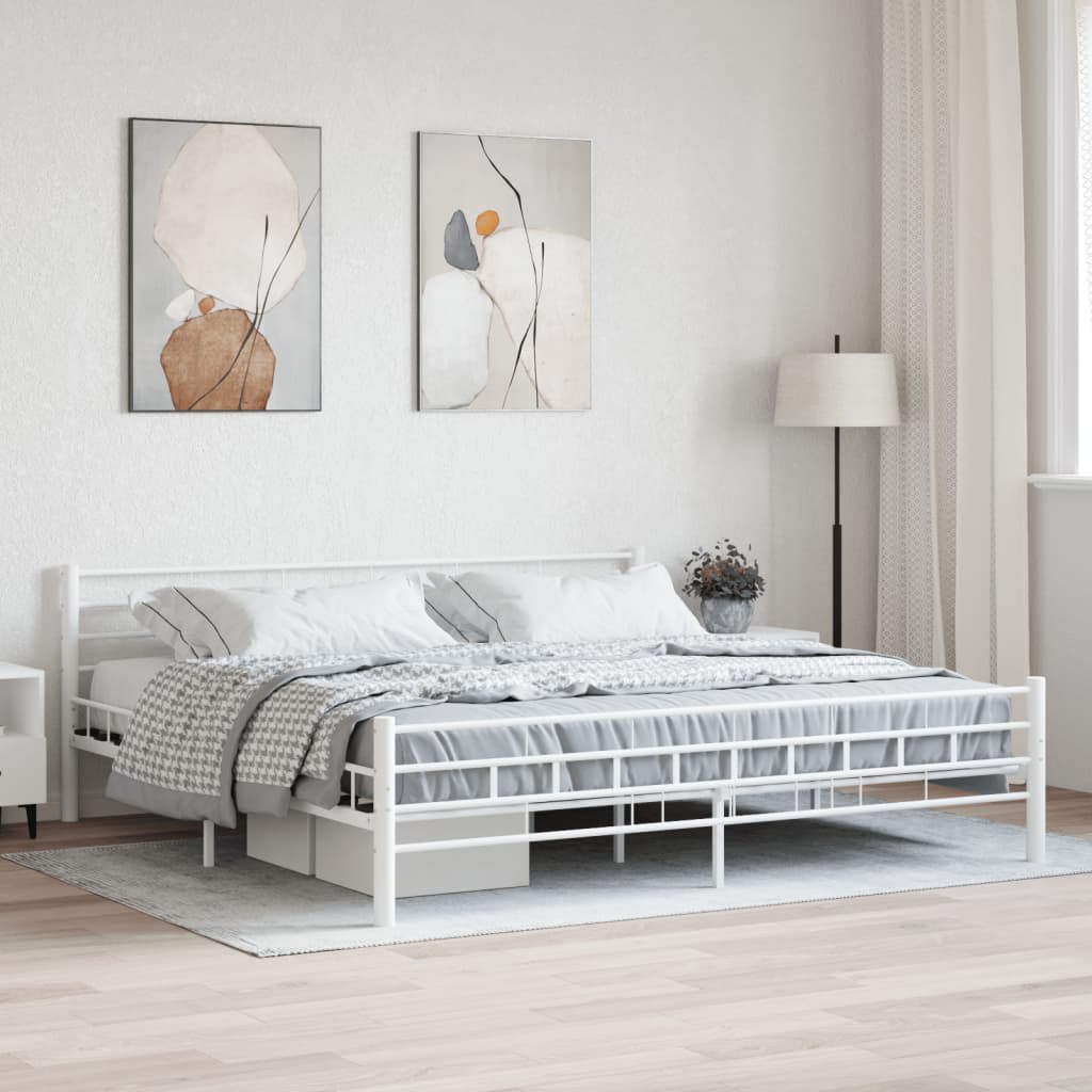 vidaXL gultas rāmis, balts metāls, 180x200 cm