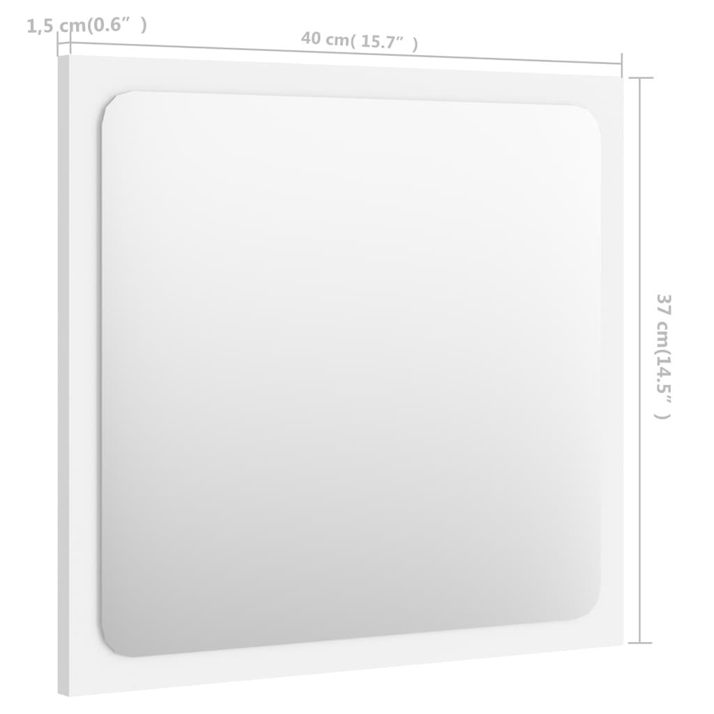vidaXL vannasistabas spogulis, balts, 40x1,5x37 cm, skaidu plāksne