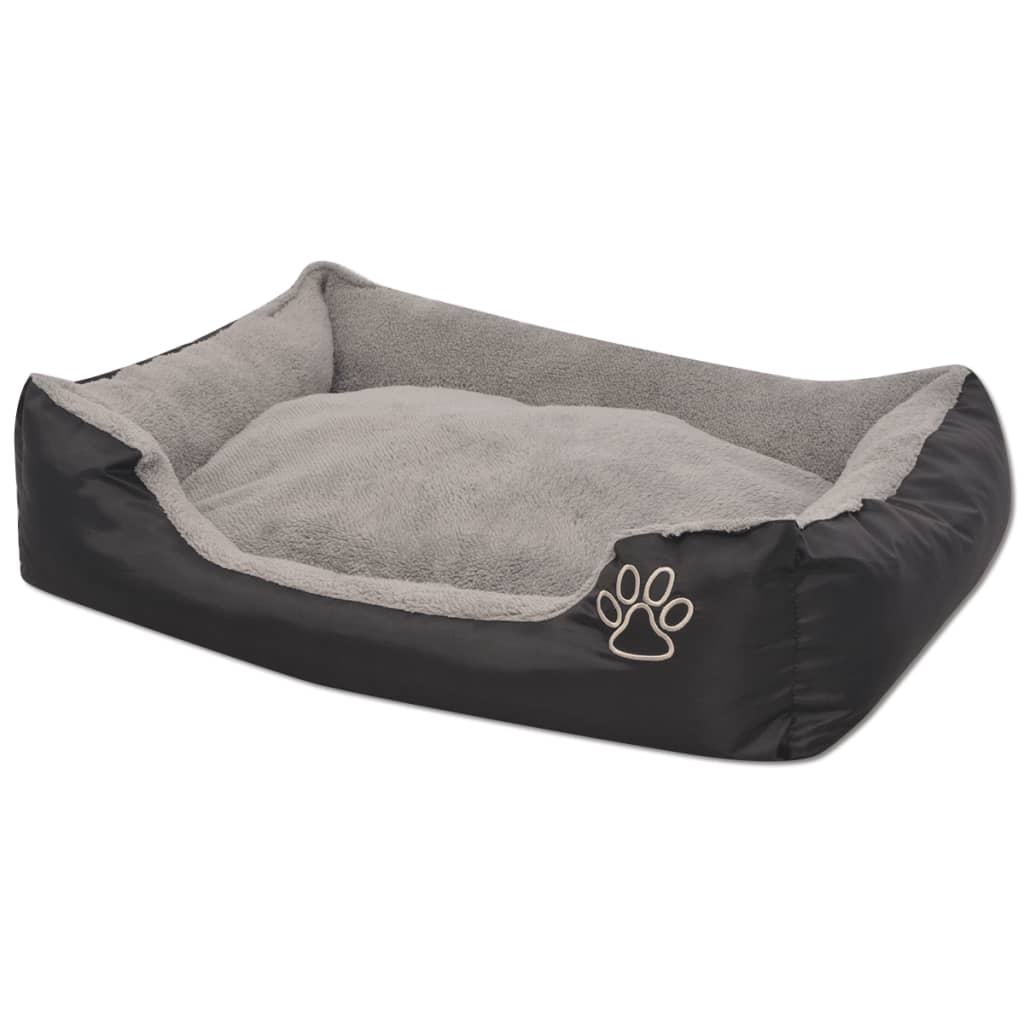 vidaXL suņu gulta ar polsterētu spilvenu, L izmērs, melna
