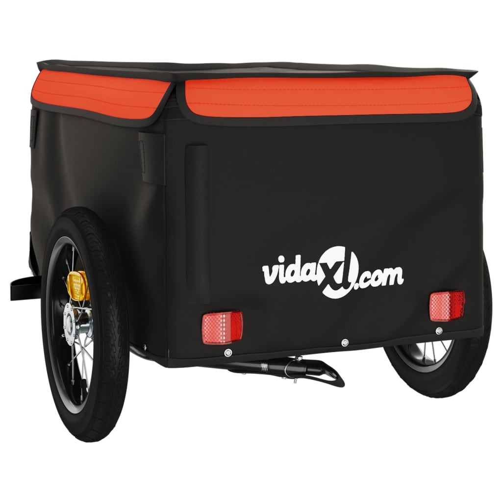 vidaXL velosipēda piekabe, 30 kg, melna un oranža, dzelzs