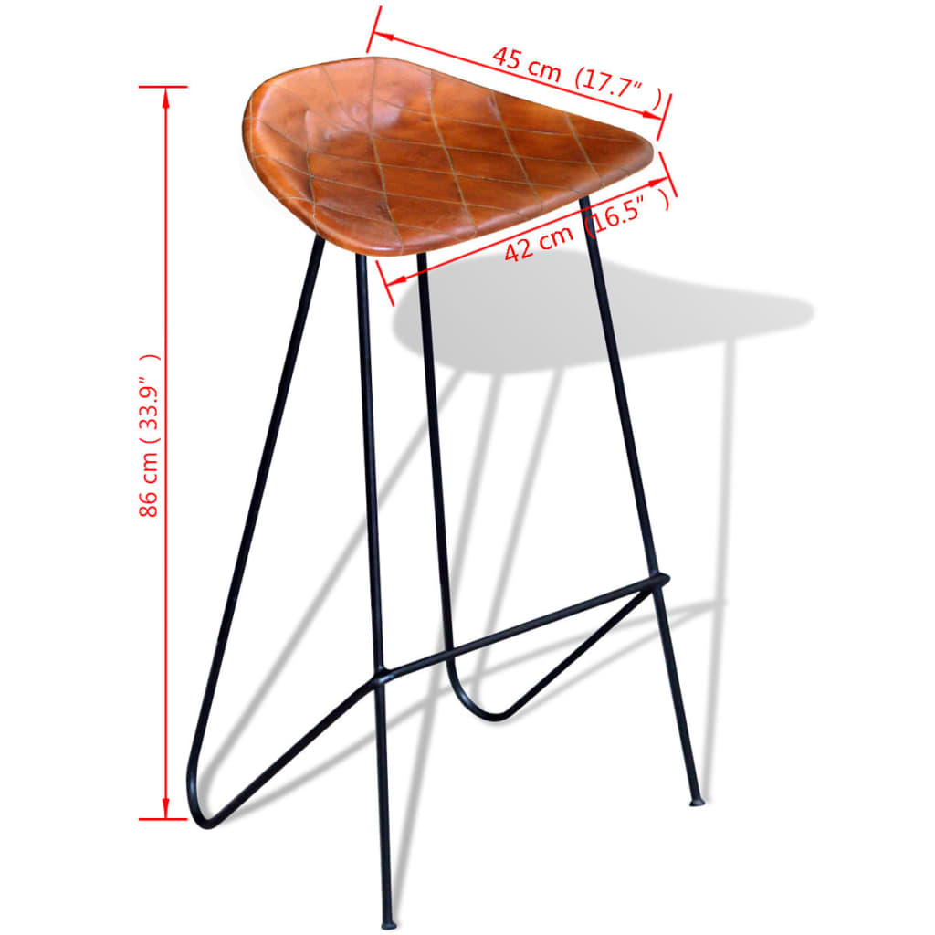 vidaXL bāra krēsli, 2 gab., melna un brūna dabīgā āda