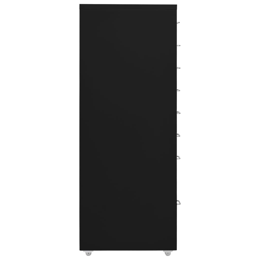 vidaXL failu skapis ar riteņiem, melns, 28x41x109 cm, metāls