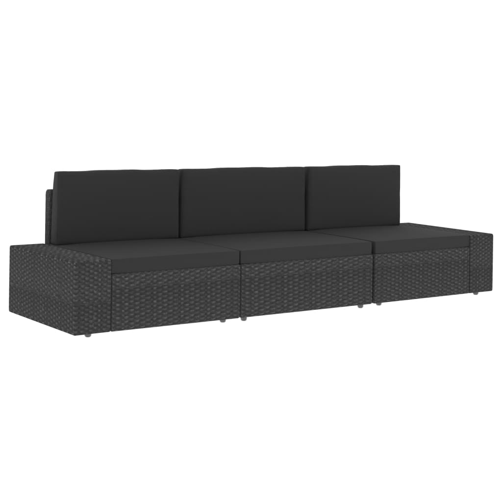 vidaXL moduļu stūra dīvāns ar labo roku balstu, PE rotangpalma, melns