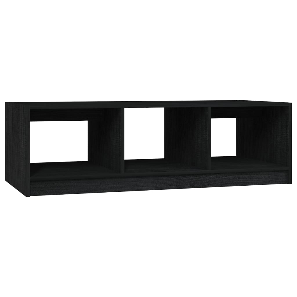 vidaXL kafijas galdiņš, melns, 110x50x34 cm, priedes masīvkoks