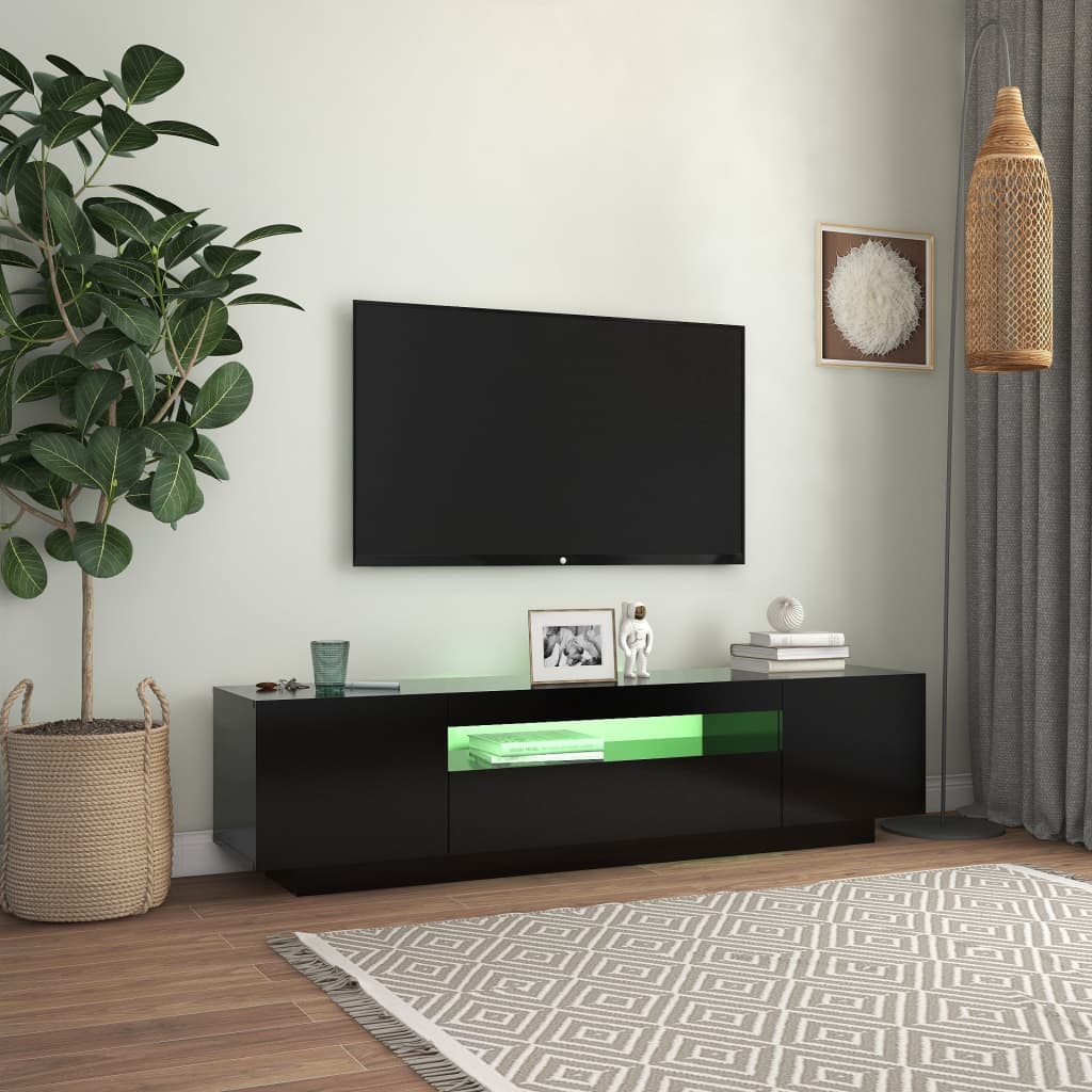 vidaXL TV skapītis ar LED apgaismojumu, 160x35x40 cm, melns