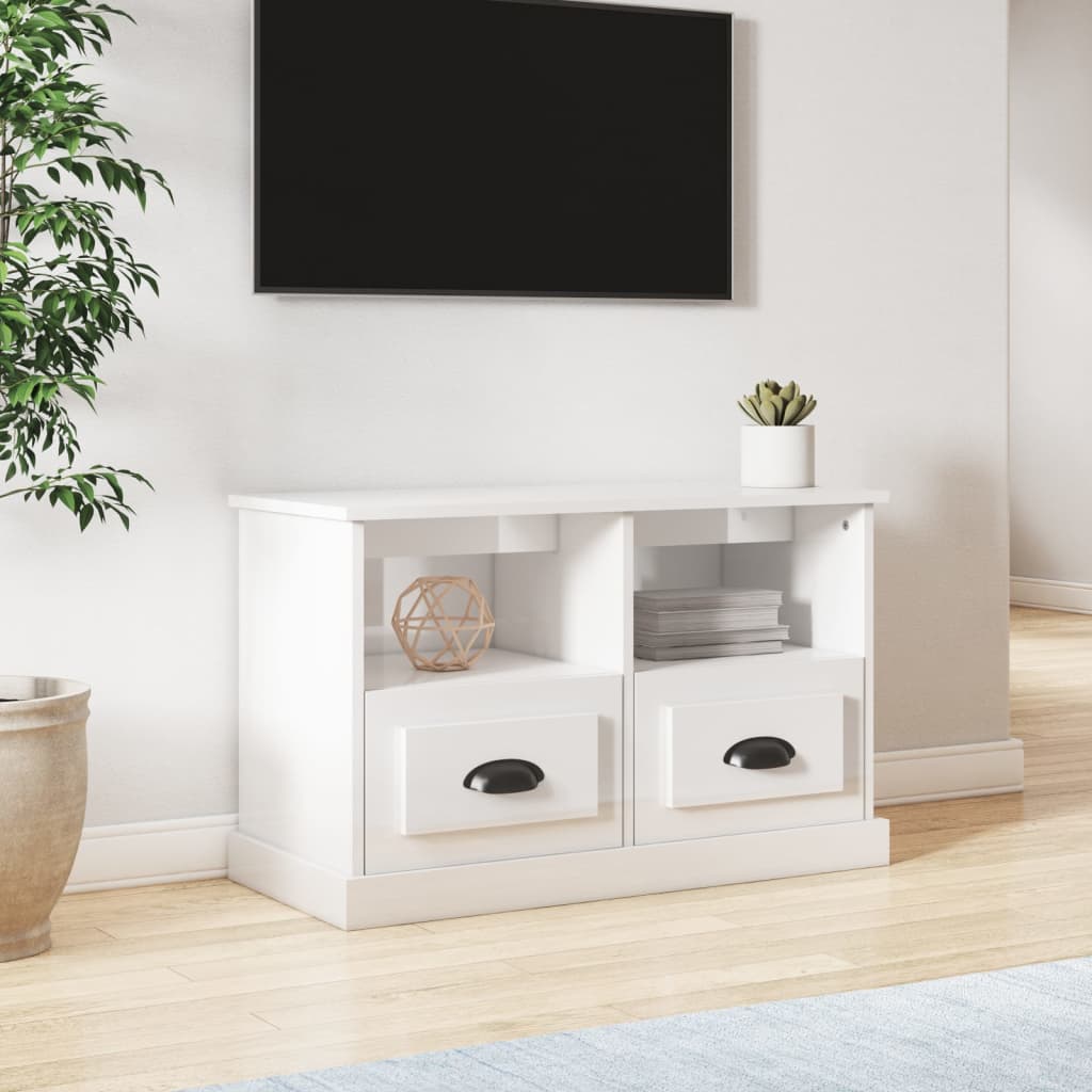 vidaXL TV skapītis, spīdīgi balts, 80x35x50 cm, inženierijas koks