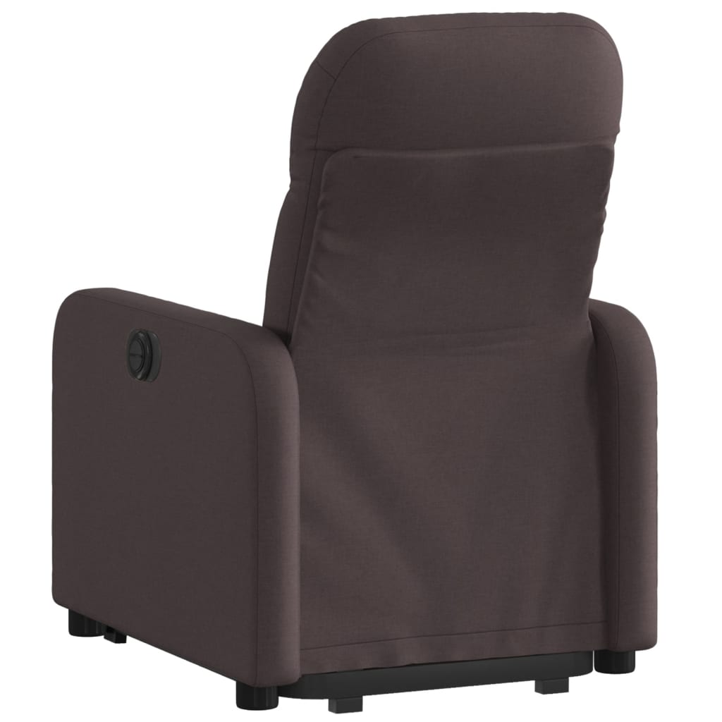 vidaXL atpūtas krēsls, paceļams, atgāžams, tumši brūns audums