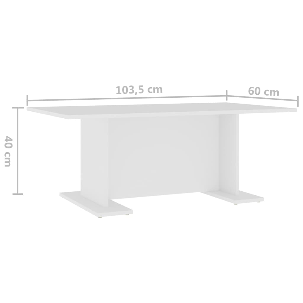 vidaXL kafijas galdiņš, balts, 103,5x60x40 cm, skaidu plāksne