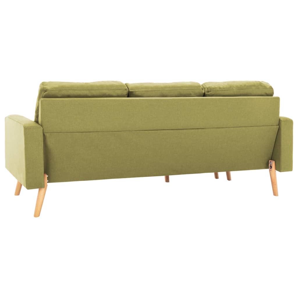 vidaXL trīsvietīgs dīvāns ar kājsoliņu, zaļš audums