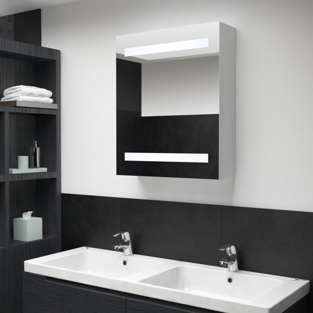 vidaXL vannasistabas skapītis ar spoguli un LED, 50x13,5x60 cm