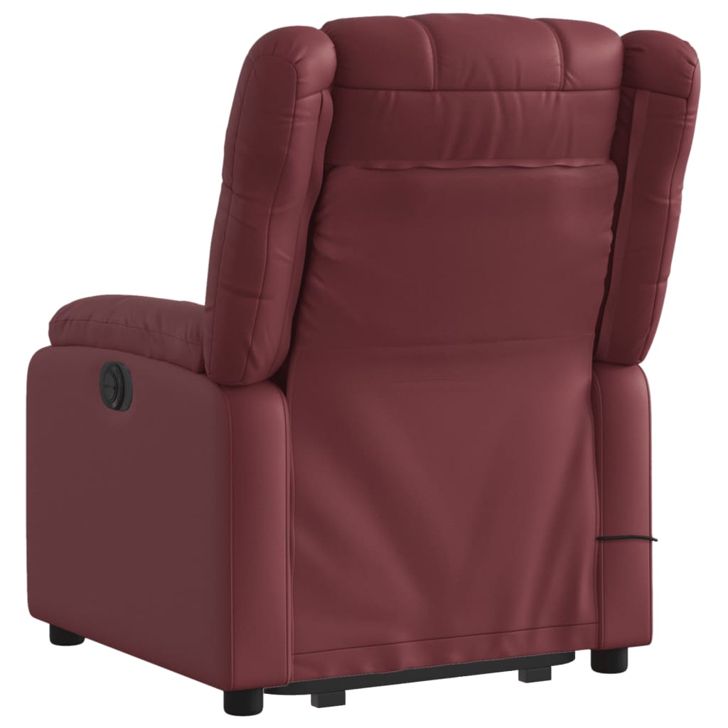 vidaXL masāžas krēsls, paceļams, atgāžams, vīnsarkana mākslīgā āda