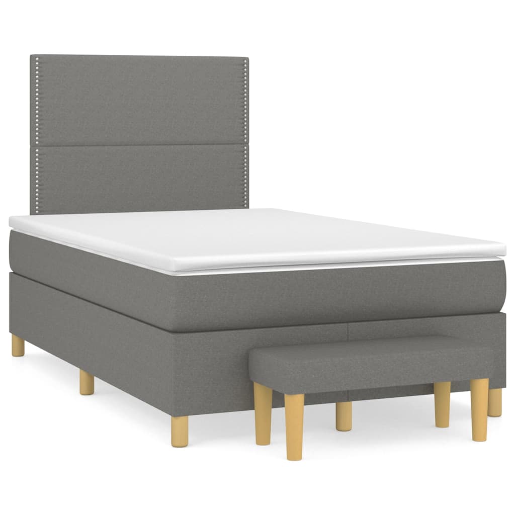vidaXL atsperu gulta ar matraci, tumši pelēka audums, 120x200cm