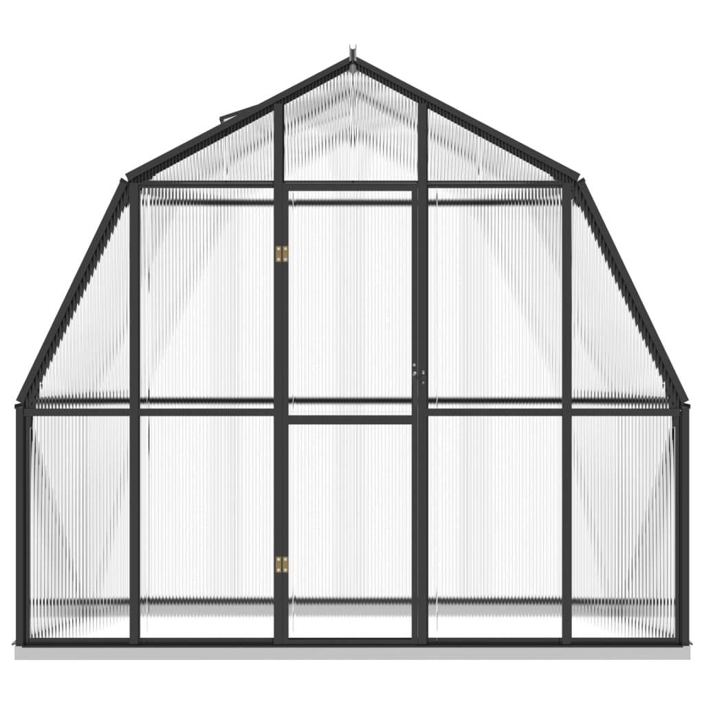 vidaXL siltumnīca ar pamatnes rāmi, antracītpelēks alumīnijs, 3,3 m²
