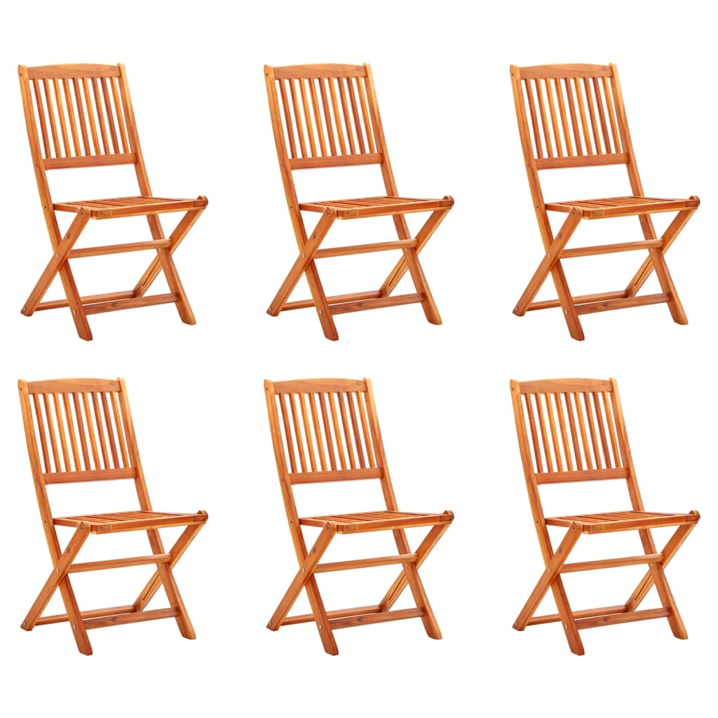 vidaXL saliekami dārza krēsli, 6 gab., eikalipta masīvkoks