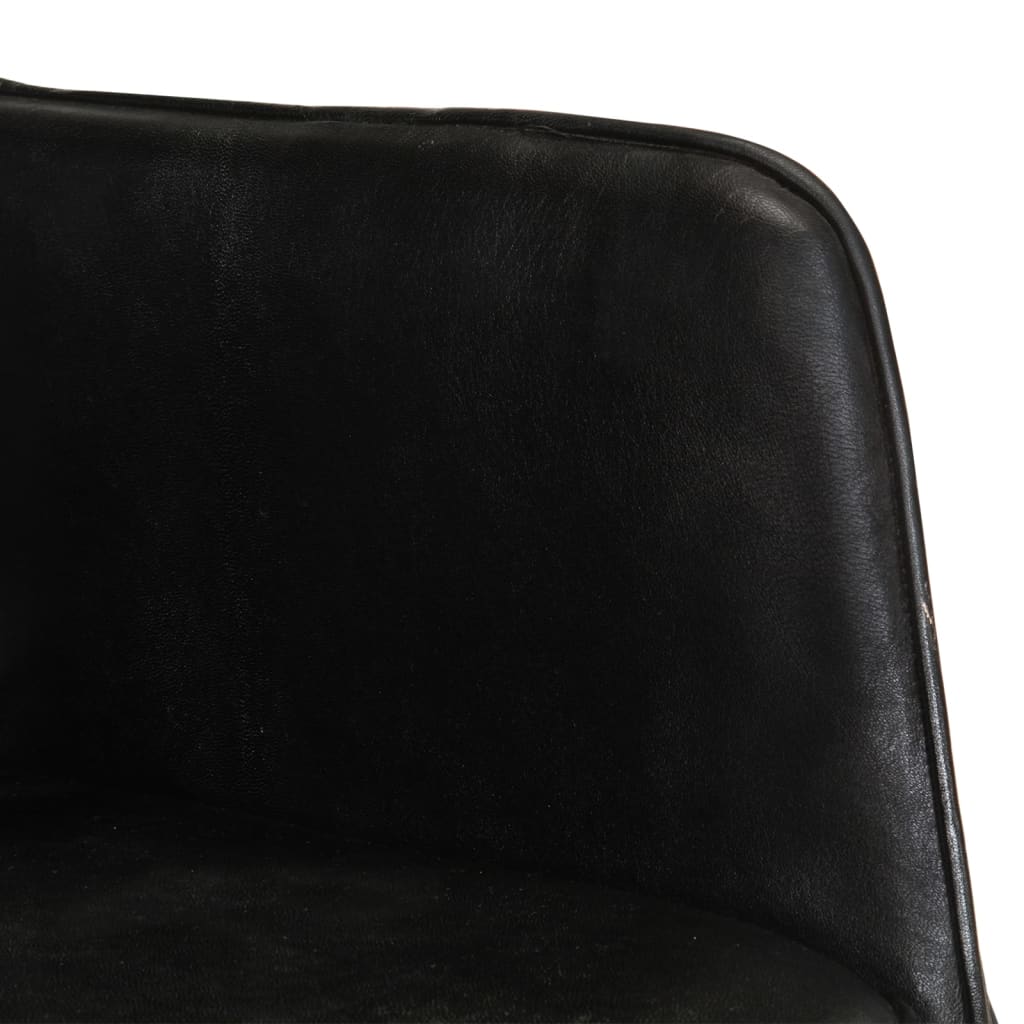 vidaXL šūpuļkrēsls, melna dabīgā āda